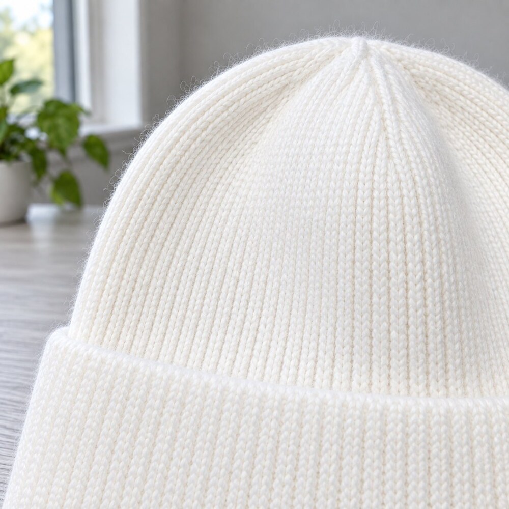 Prada White Ribbed Triangle Logo Beanie - Picture 6 of 6